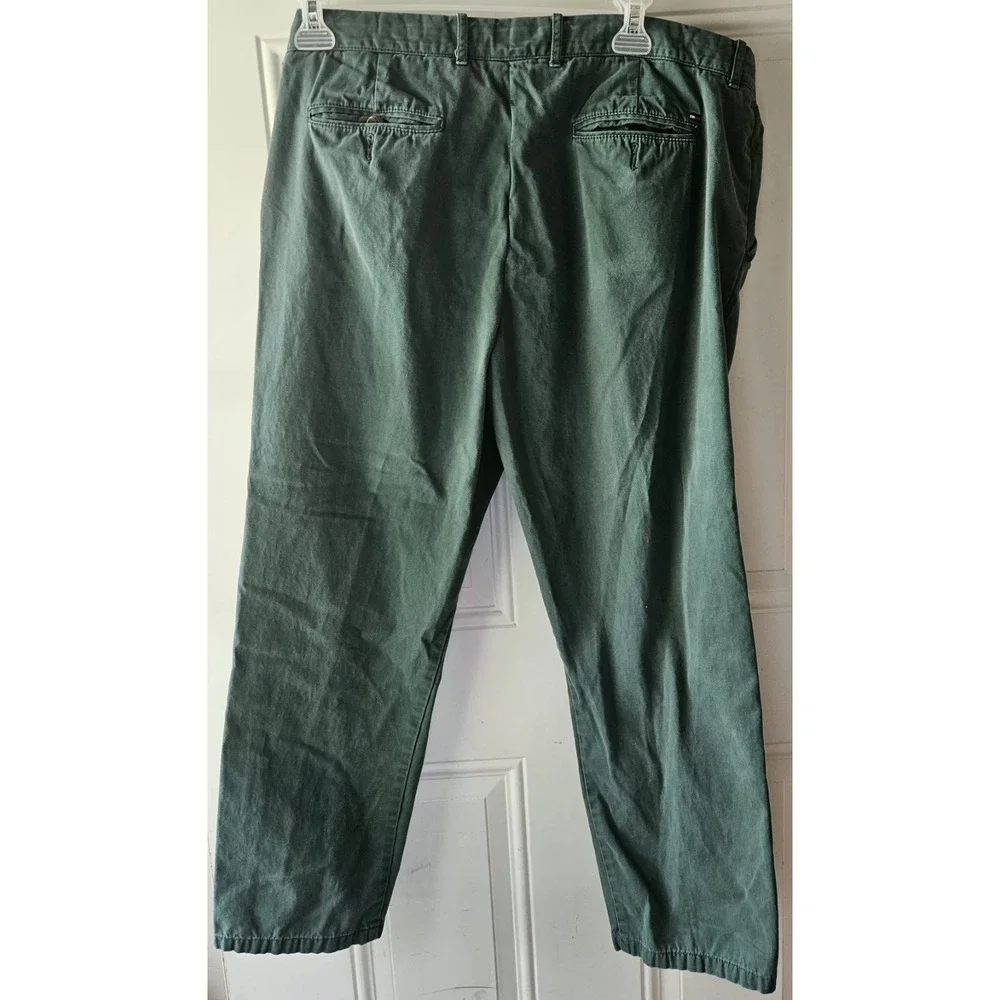 Tommy Hilfiger Mens Chino Pants‎ 36x30 Green Flat Front Casual Preppy